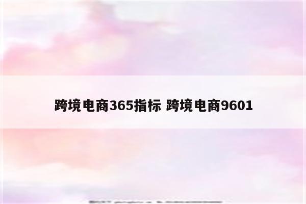 跨境电商365指标 跨境电商9601
