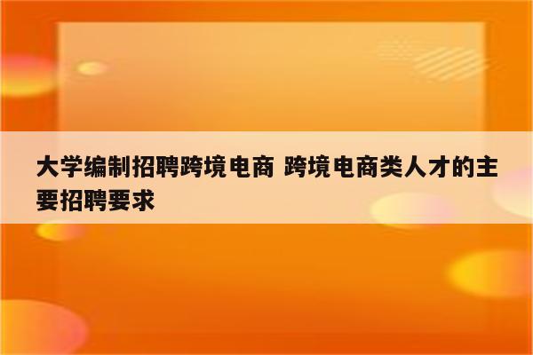 大学编制招聘跨境电商 跨境电商类人才的主要招聘要求
