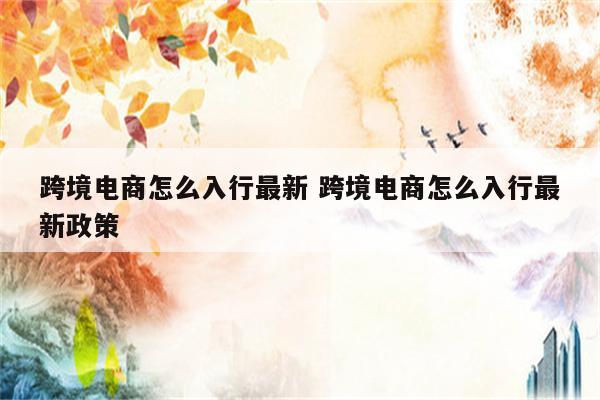 跨境电商怎么入行最新 跨境电商怎么入行最新政策