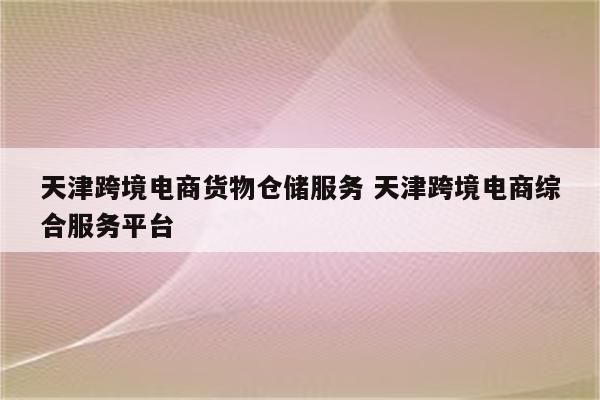 天津跨境电商货物仓储服务 天津跨境电商综合服务平台