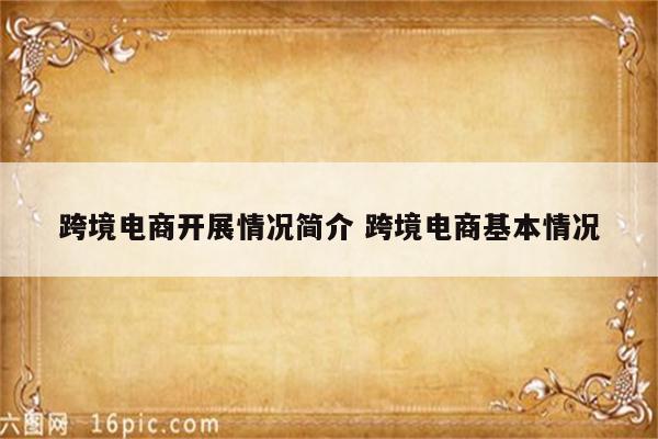 跨境电商开展情况简介 跨境电商基本情况