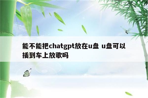 能不能把chatgpt放在u盘 u盘可以插到车上放歌吗
