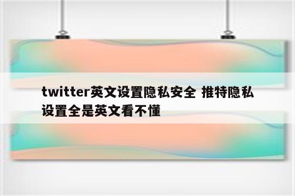 twitter英文设置隐私安全 推特隐私设置全是英文看不懂