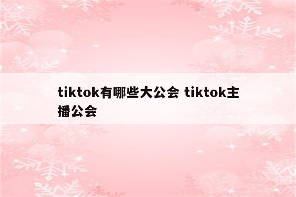 tiktok有哪些大公会 tiktok主播公会