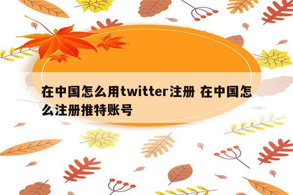 在中国怎么用twitter注册 在中国怎么注册推特账号
