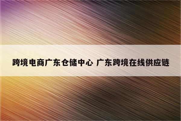 跨境电商广东仓储中心 广东跨境在线供应链