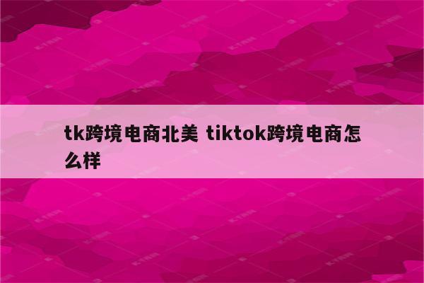 tk跨境电商北美 tiktok跨境电商怎么样