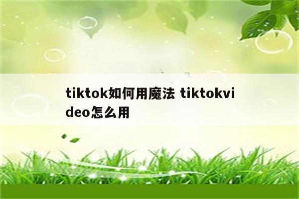 tiktok如何用魔法 tiktokvideo怎么用