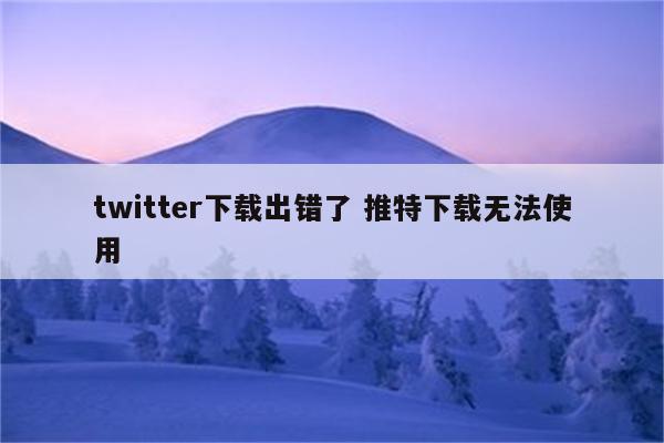twitter下载出错了 推特下载无法使用