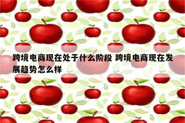 跨境电商现在处于什么阶段 跨境电商现在发展趋势怎么样