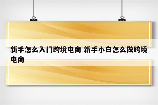 新手怎么入门跨境电商 新手小白怎么做跨境电商