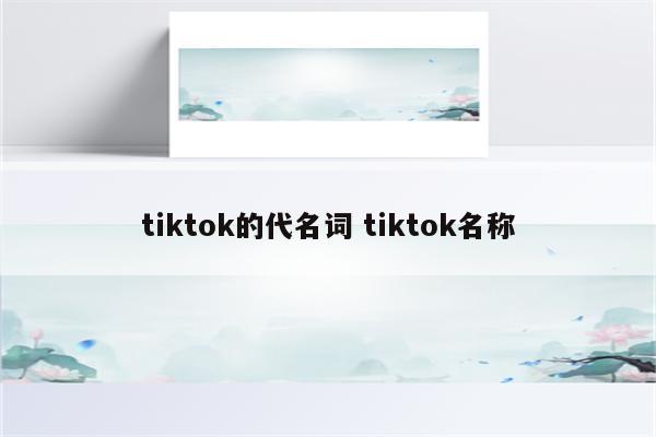 tiktok的代名词 tiktok名称