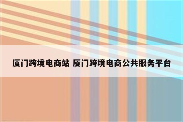 厦门跨境电商站 厦门跨境电商公共服务平台