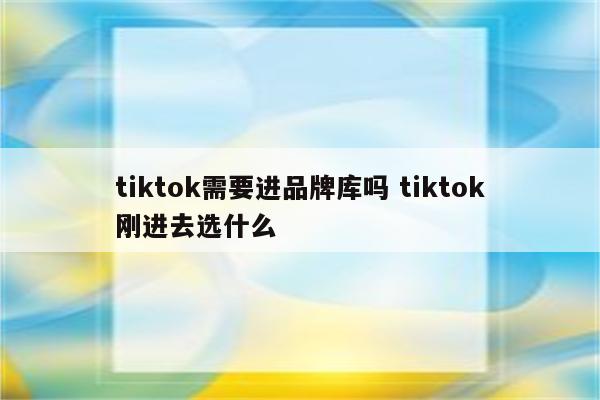tiktok需要进品牌库吗 tiktok刚进去选什么