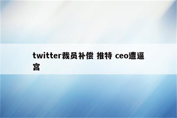 twitter裁员补偿 推特 ceo遭逼宫