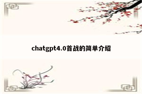 chatgpt4.0首战的简单介绍