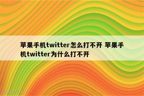 苹果手机twitter怎么打不开 苹果手机twitter为什么打不开