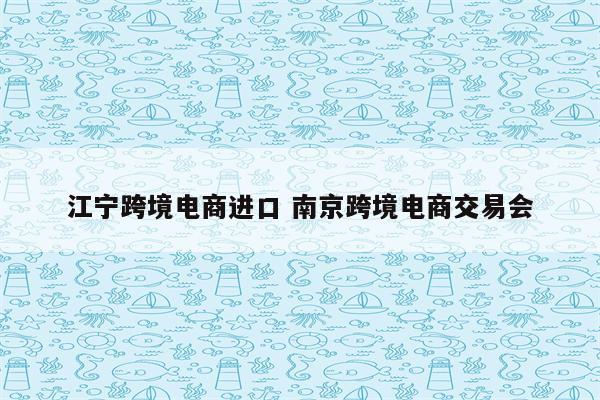 江宁跨境电商进口 南京跨境电商交易会