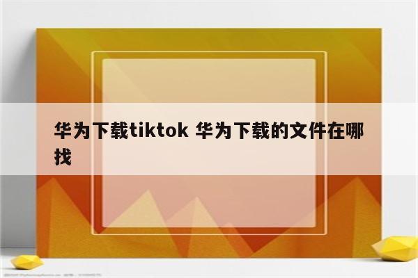 华为下载tiktok 华为下载的文件在哪找