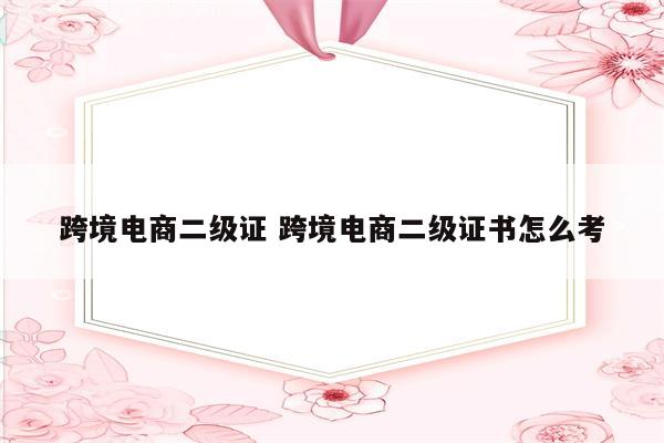 跨境电商二级证 跨境电商二级证书怎么考