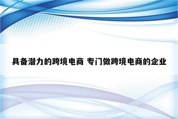 具备潜力的跨境电商 专门做跨境电商的企业