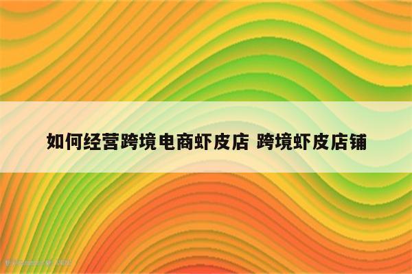 如何经营跨境电商虾皮店 跨境虾皮店铺