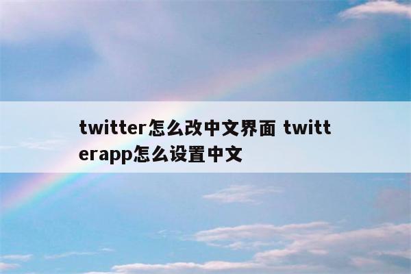 twitter怎么改中文界面 twitterapp怎么设置中文