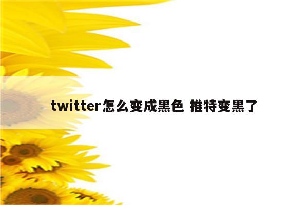 twitter怎么变成黑色 推特变黑了