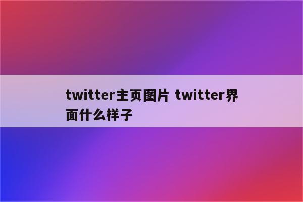twitter主页图片 twitter界面什么样子
