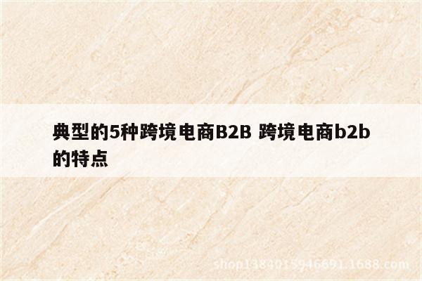 典型的5种跨境电商B2B 跨境电商b2b的特点