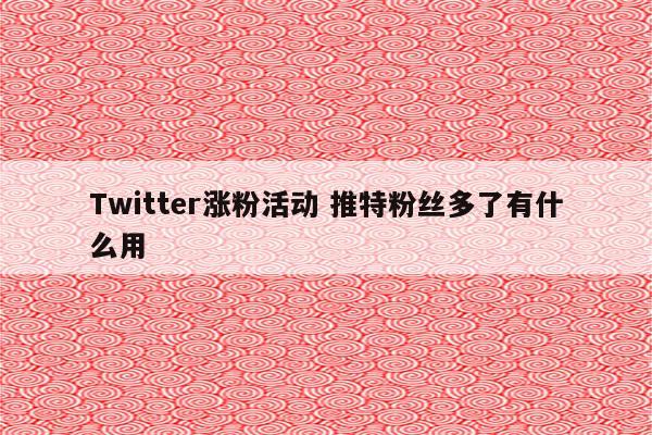 Twitter涨粉活动 推特粉丝多了有什么用