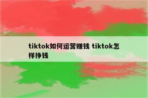 tiktok如何运营赚钱 tiktok怎样挣钱