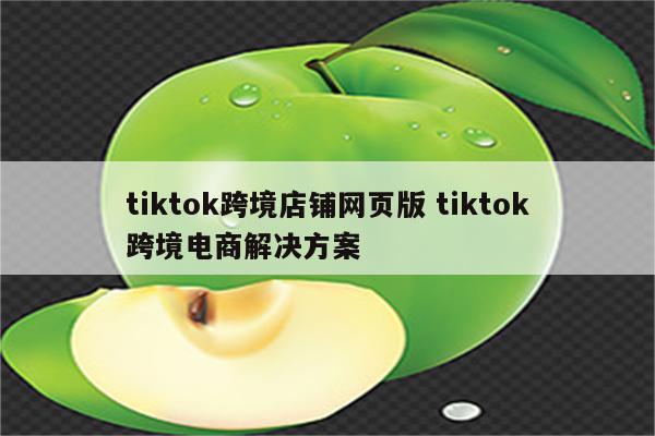 tiktok跨境店铺网页版 tiktok跨境电商解决方案