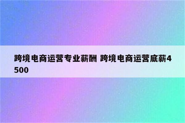 跨境电商运营专业薪酬 跨境电商运营底薪4500