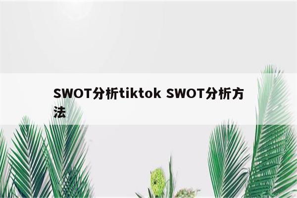 SWOT分析tiktok SWOT分析方法