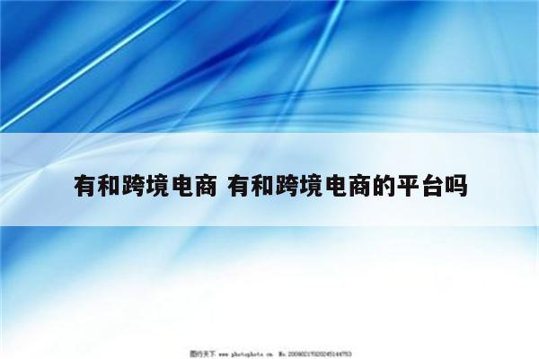 有和跨境电商 有和跨境电商的平台吗