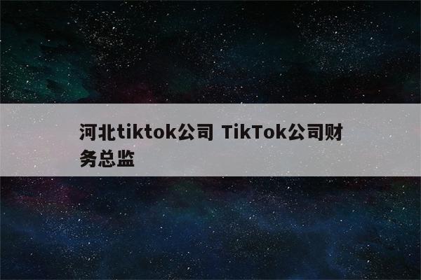 河北tiktok公司 TikTok公司财务总监