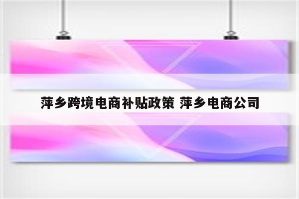 萍乡跨境电商补贴政策 萍乡电商公司