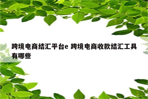 跨境电商结汇平台e 跨境电商收款结汇工具有哪些