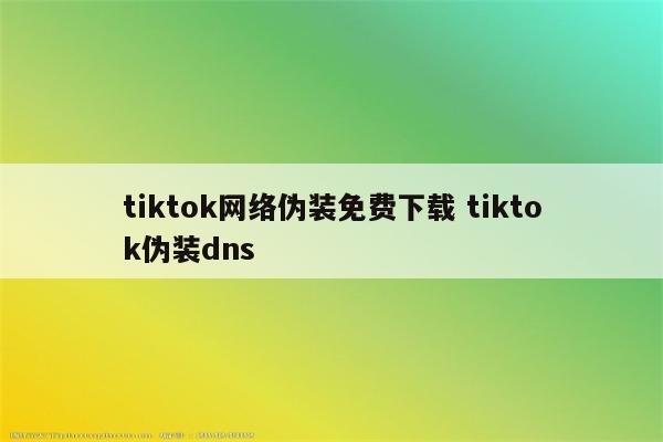 tiktok网络伪装免费下载 tiktok伪装dns