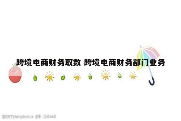 跨境电商财务取数 跨境电商财务部门业务