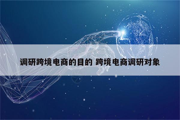 调研跨境电商的目的 跨境电商调研对象