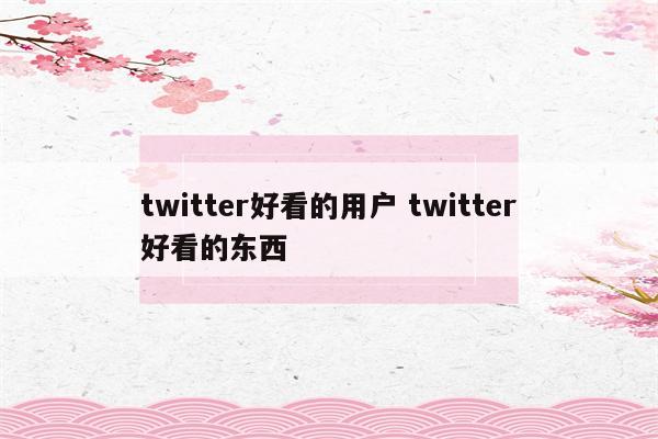 twitter好看的用户 twitter好看的东西