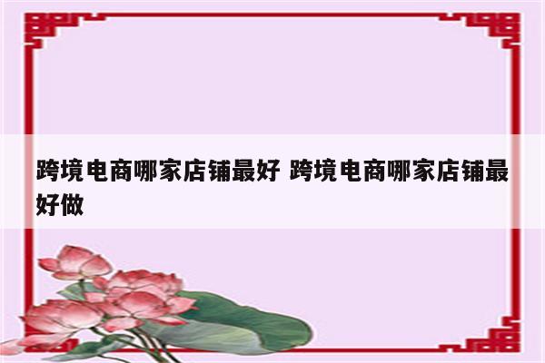 跨境电商哪家店铺最好 跨境电商哪家店铺最好做