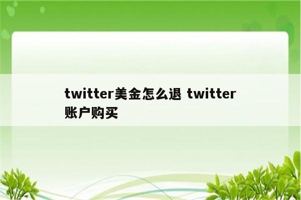 twitter美金怎么退 twitter账户购买