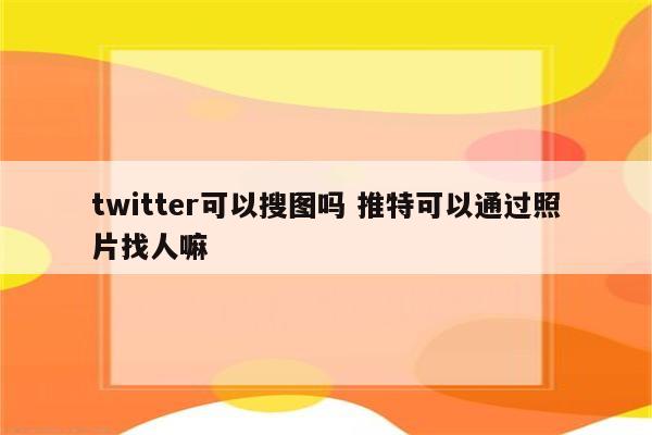 twitter可以搜图吗 推特可以通过照片找人嘛