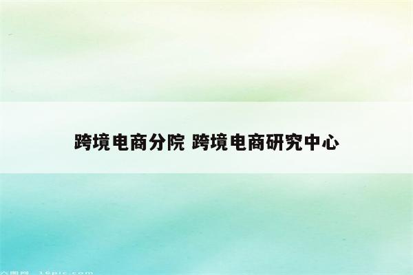 跨境电商分院 跨境电商研究中心