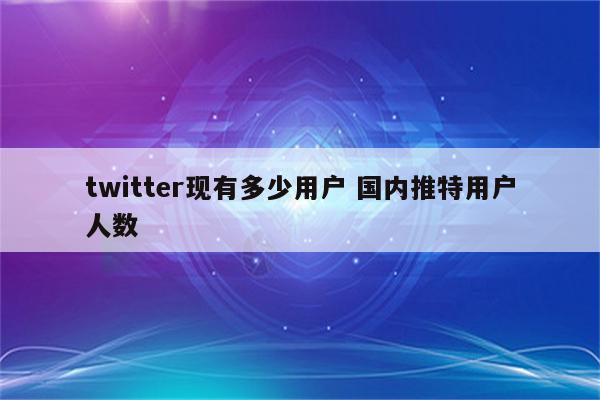 twitter现有多少用户 国内推特用户人数