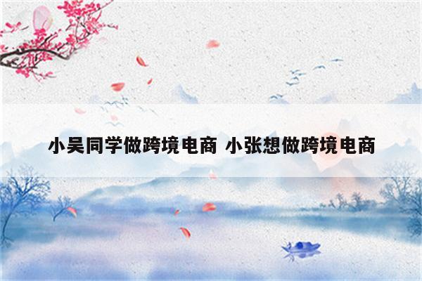 小吴同学做跨境电商 小张想做跨境电商