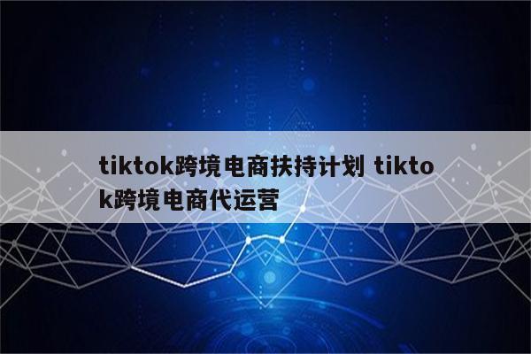 tiktok跨境电商扶持计划 tiktok跨境电商代运营